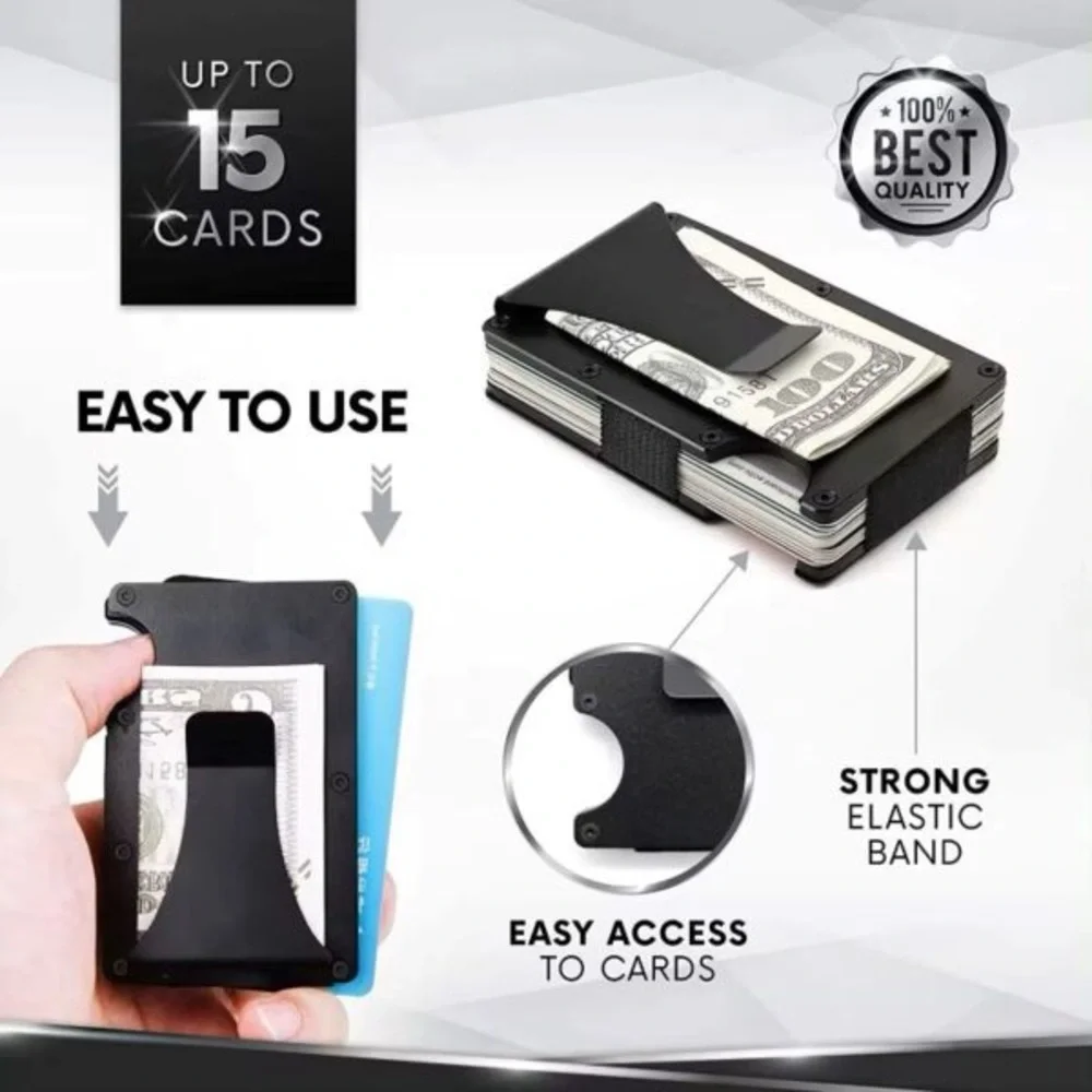Slim Aluminum Wallet Holder, RFID Blocking Credit Card Case